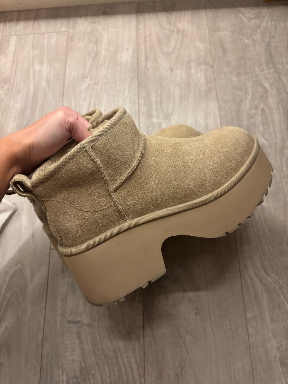 UGG Platform Ankle Boot in Tan Suede